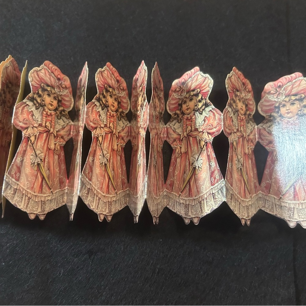 Vintage Style Pink Paper Doll Garland